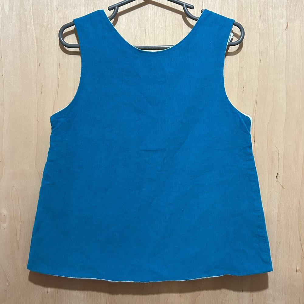 Smocked Holiday Kids Tank Top with Embroidery and Button Detail - Picture 2 of 8